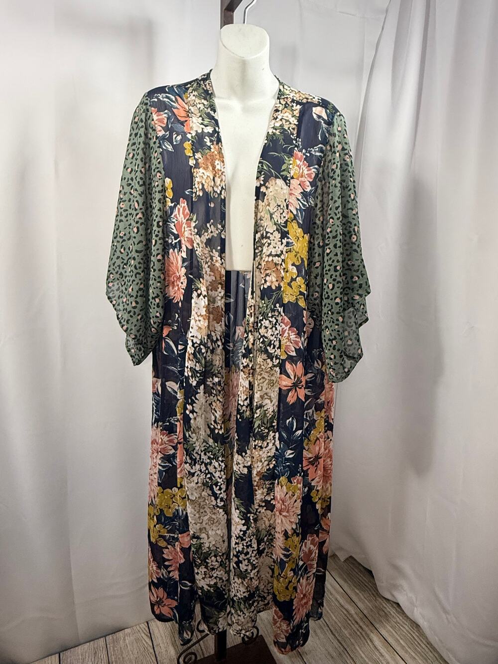 Mixed Print Boho Duster Open Front| Small